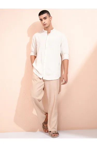 Textured Relaxed Fit Collared Shirt