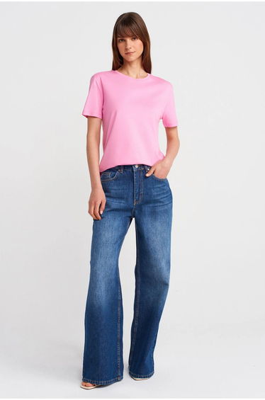 Dilvin Women's Cotton Modal Crew Neck T-Shirt
