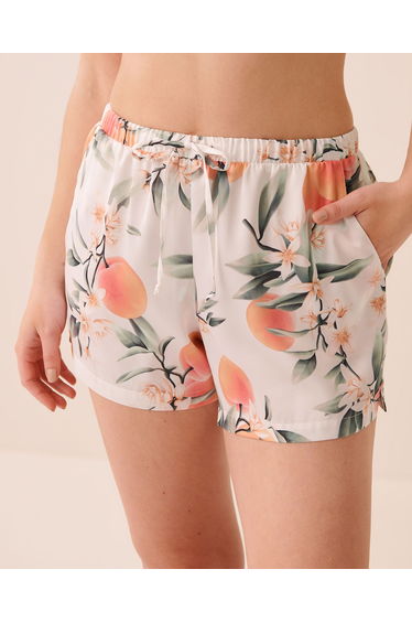 Peach Print Satin Shorts