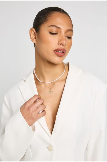 Pearl & Starfish Layered Necklace - gold