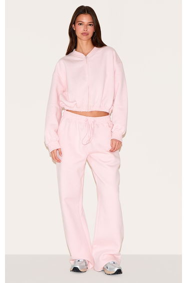 Baby Pink Drawcord Hem Oversized Joggers