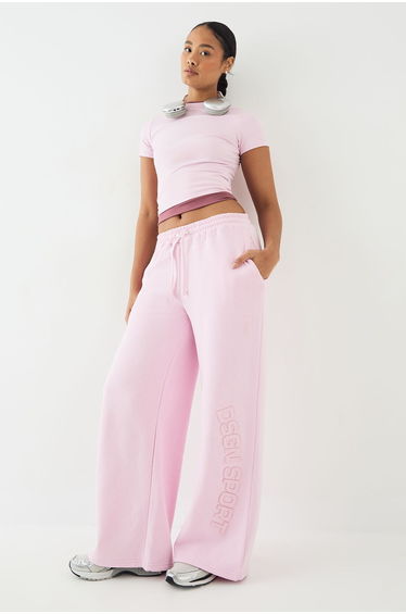 DSGN Studio Self Fabric Applique Wide Leg Jogger - pink