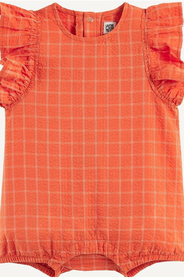 Checked Playsuit with Ruffled Sleeves