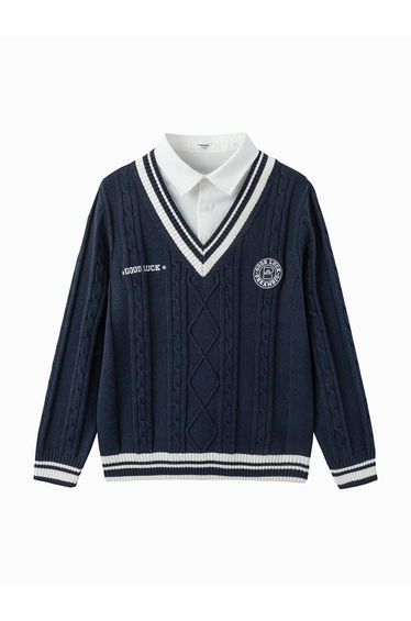 Boys' Contrast Colored Knitted Sweater
