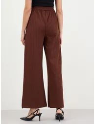 Women Coffee Brown Wide Leg Trousers - 3