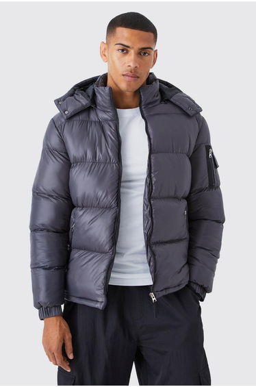 High Shine Padded Puffer - grey