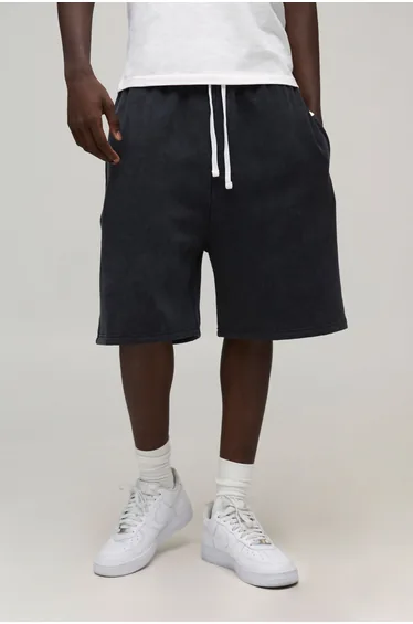 شورت  بوهو مان أسود بقصة عريضة