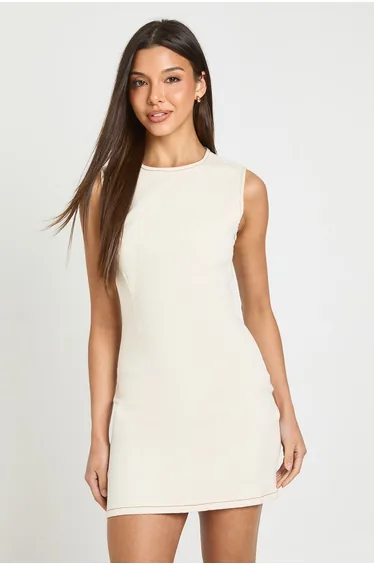 Basic Denim Shift Dress - ecru