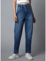 High Rise Regular Fit Blue Jeans - 1