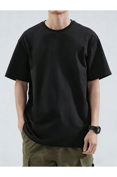Men Black Solid Short Sleeve T-Shirt