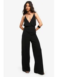 Chiffon Strappy Wide Leg Jumpsuit - black - 2