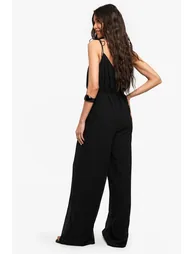Chiffon Strappy Wide Leg Jumpsuit - black - 1