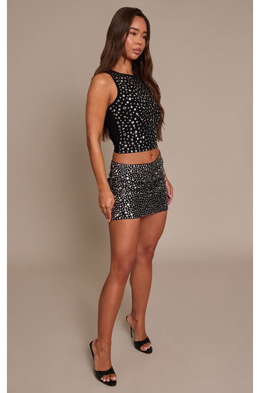 Black Extreme Studded Mini Skirt