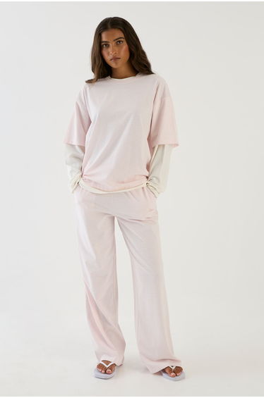 DSGN Studio Textured Straight Leg Trouser - pink