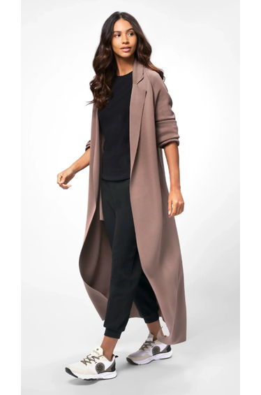 Floor-Length Knitted Coat - SEASONAL BROWN