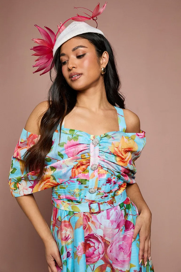 Petite Lisa Tan Bardot Full Skirt Midi Dress - 3