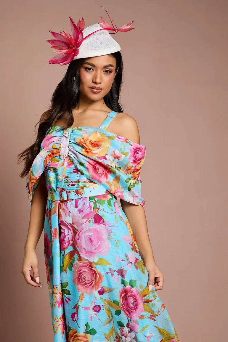 Petite Lisa Tan Bardot Full Skirt Midi Dress - 1