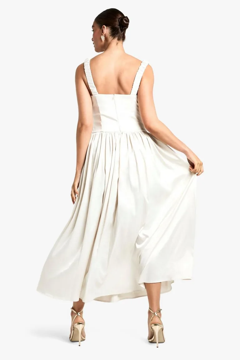 Shop Satin Milkmaid Maxi Dress Online in Oman