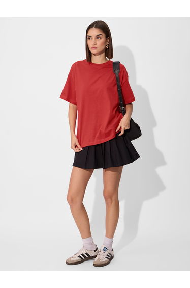 Red Crew Neck Oversized T-Shirt