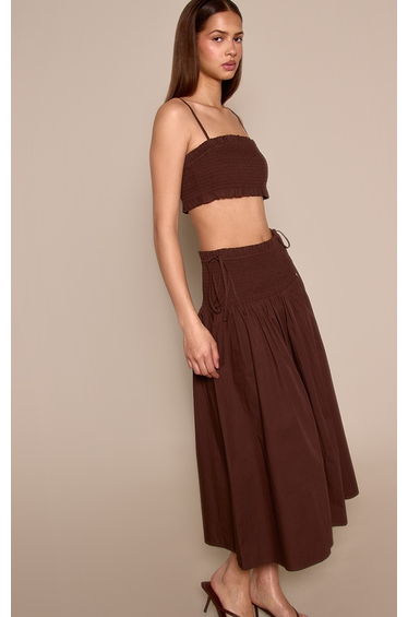 Brown Shirred Top