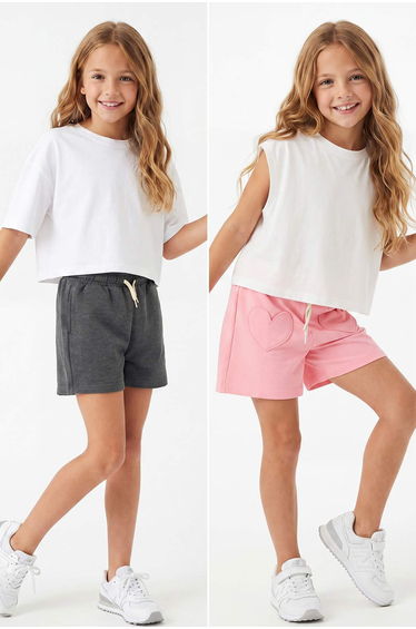 Anthracite-Pink Plain Knitted Shorts & Bermuda
