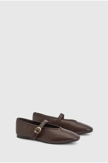 Mia Faux Leather Mary Jane Ballet Flats