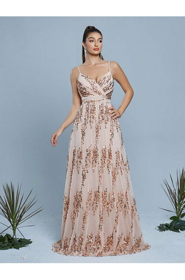 Leely Elegant Spaghetti Straps Sleeveless Party Dress