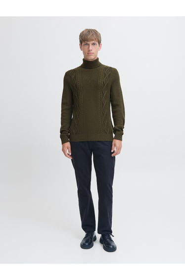 Olive Turtle Neck Cable Knit Sweater