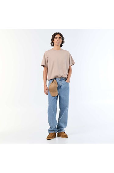 Plain Short-Sleeved Relaxed Fit / Oversized T-Shirt BEIGE