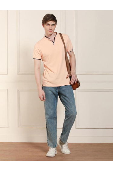 Mandarin Collar Solid T-shirt