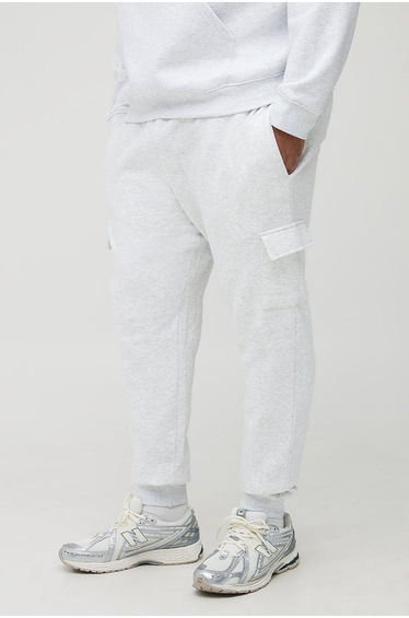 Plus Basic Skinny Fit Cargo Jogger - grey marl