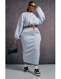 Plus Grey Toggle Hem Crop Sweater