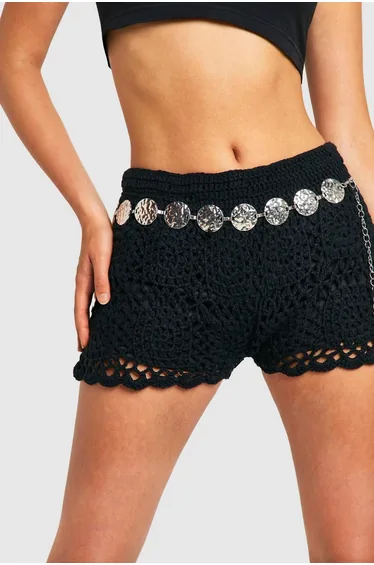 Hammered Metal Disc Belt - silver