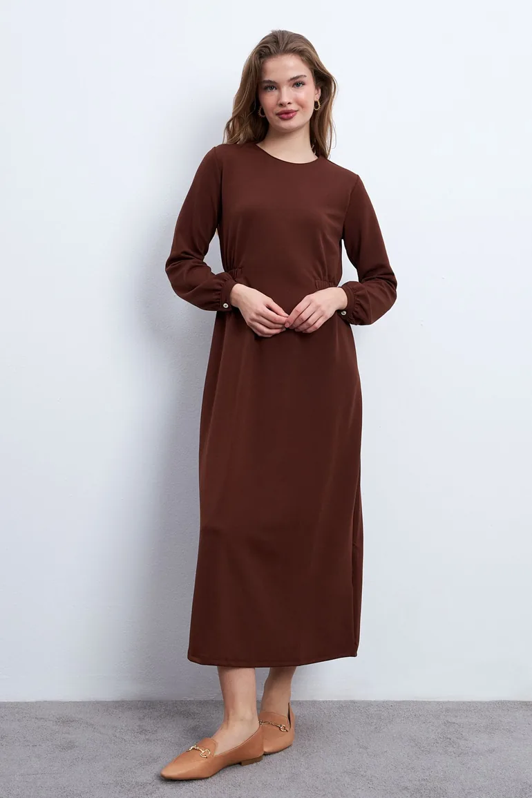 فستان كريب - بني - 2