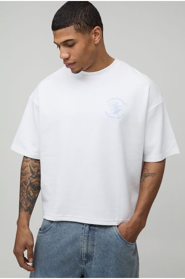 LA Residence Embroidered Oversized Boxy T-shirt - white