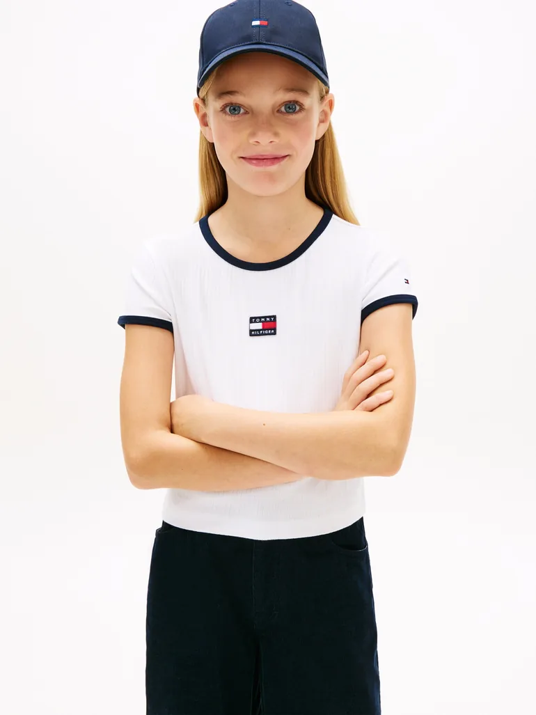 Tommy Hilfiger Girls Heritage Flag Top in White - 3