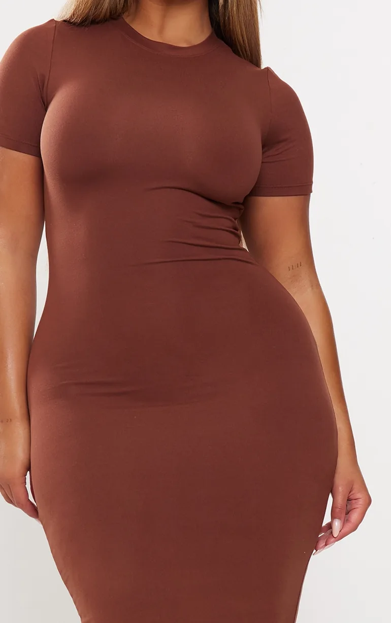 Shape Dark Brown Sculpted Maxi Dress - 3