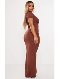 Shape Dark Brown Sculpted Maxi Dress - 1