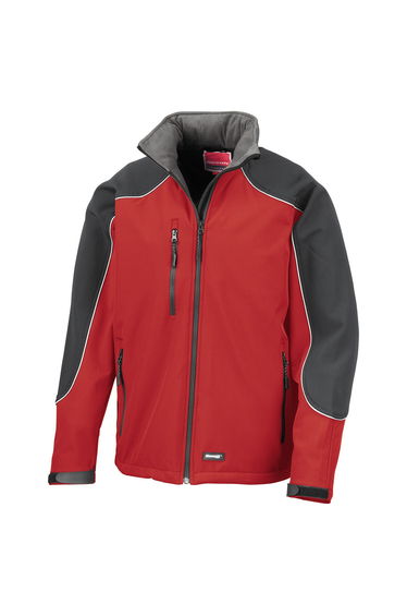 WORK-GUARD by Result Mens Ice Fell Hooded Soft Shell Jacket - Red/Black