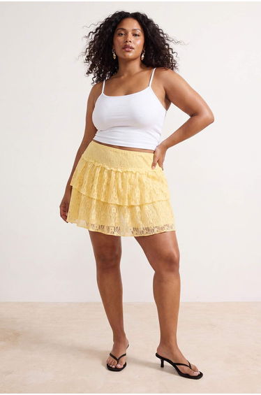 Yellow Super Mini Inside Shorts D Lace Knitted Plus Size Skirt Knitted Plus Size Skirt