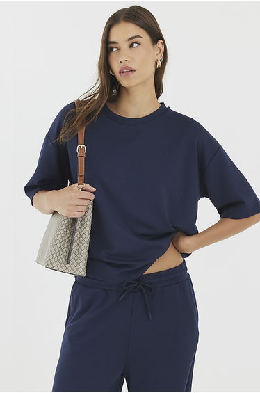 Navy Premium Short Sleeve Boxy T-shirt