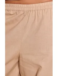 Shape Stone Elastic Waistband Wide Leg Linen Look Trousers Co-ord - 3