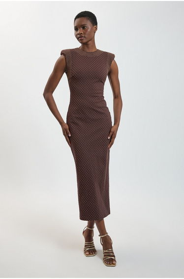 Studded Ponte Jersey Midi Dress