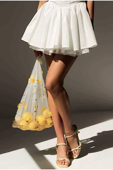 Floral Embroidered Sheer Mesh Bag