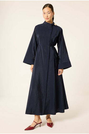 ASYMMETRICAL COLLAR CUPRA DRESS