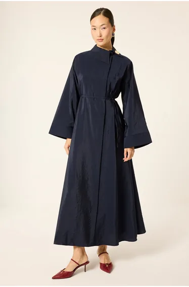 ASYMMETRICAL COLLAR CUPRA DRESS