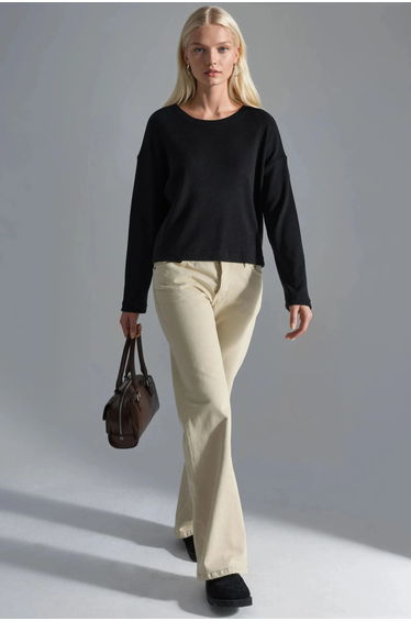 BUSEM Ribbed Crew Neck Knit Sweater