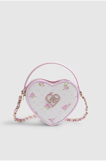 Girls Pink Ditsy Floral Heart Cross Body Bag