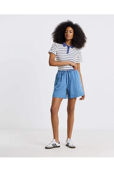 Light Blue Tencel Denim Jogger Shorts