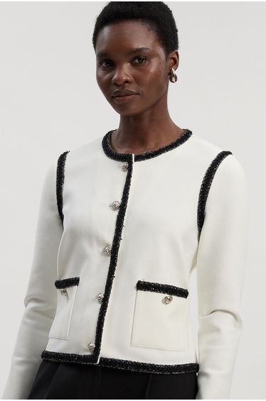 Figure Form Bandage Trim Detail Knit Blazer